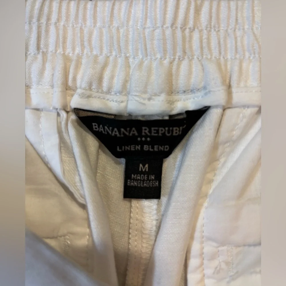 Banana Republic Women’s Medium White‎ Linen Blend Wide-Leg Cropped Pants